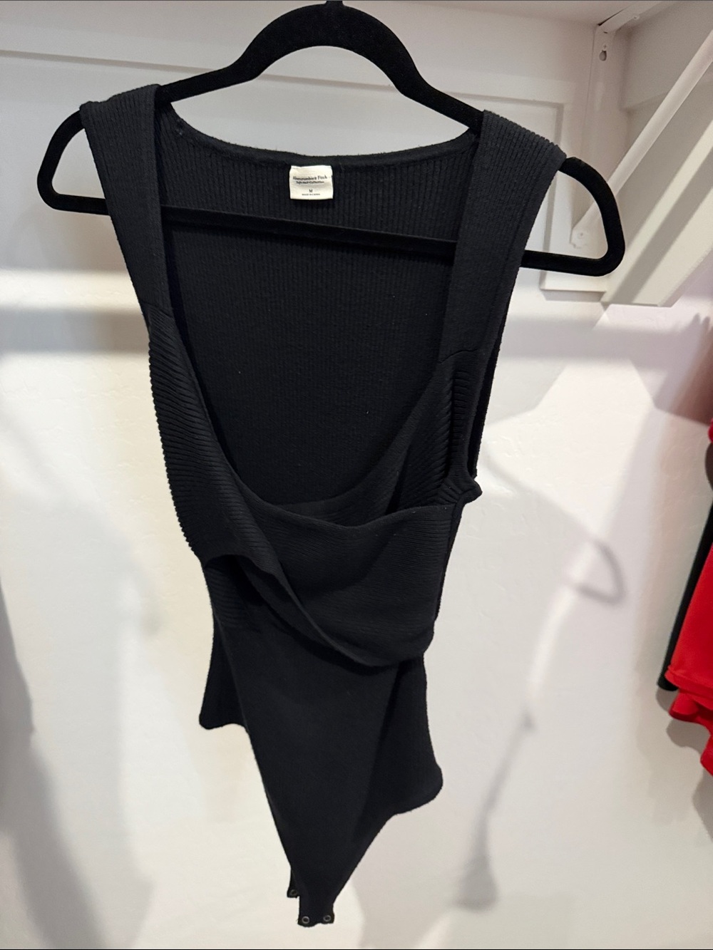 Black Ribbed Sleeveless Bodysuit - Abercrombie